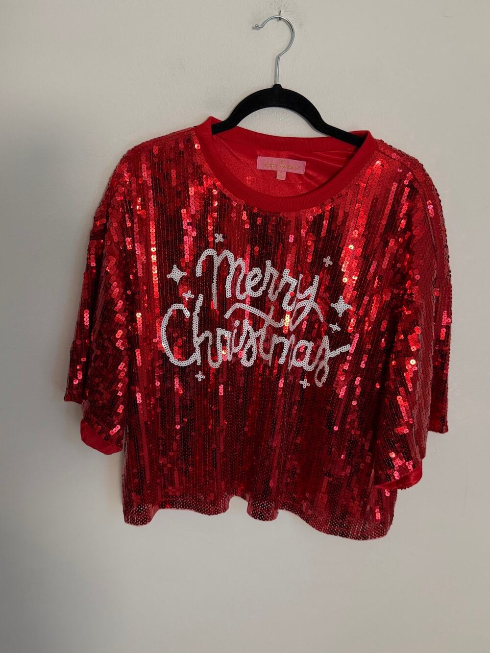Simply Southern Merry Christmas Sequin Top size large